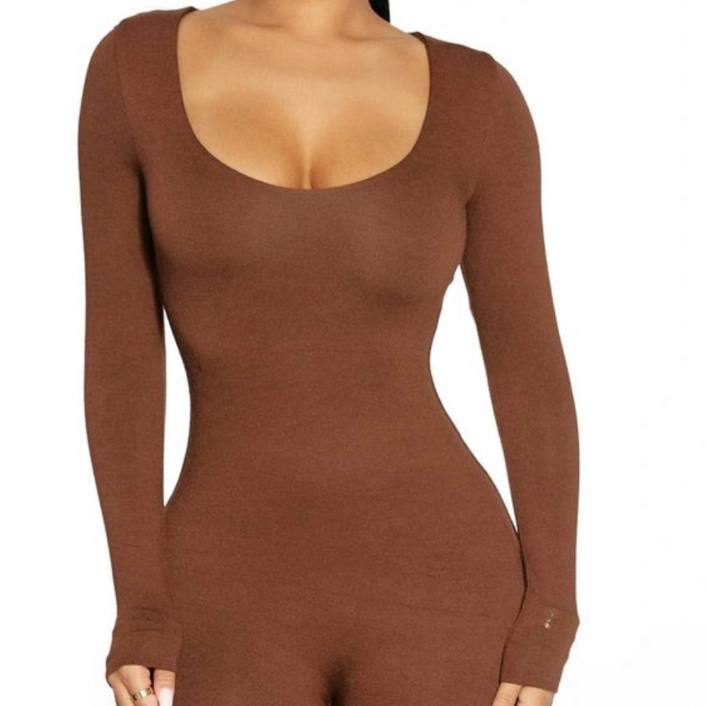 Naked Wardrobe Black Extra Smooth Long Sleeve Romper